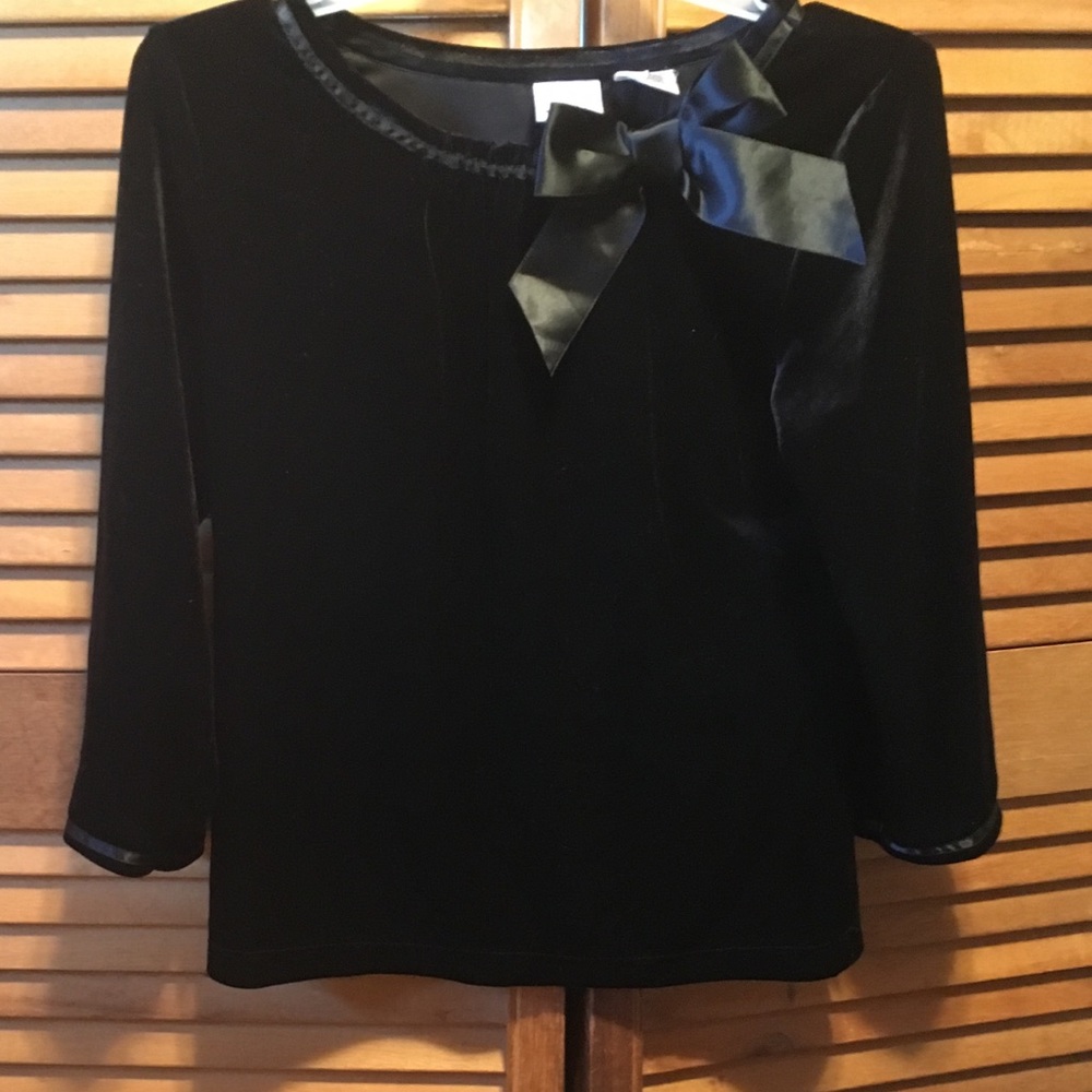 Talbots Black Velour Top